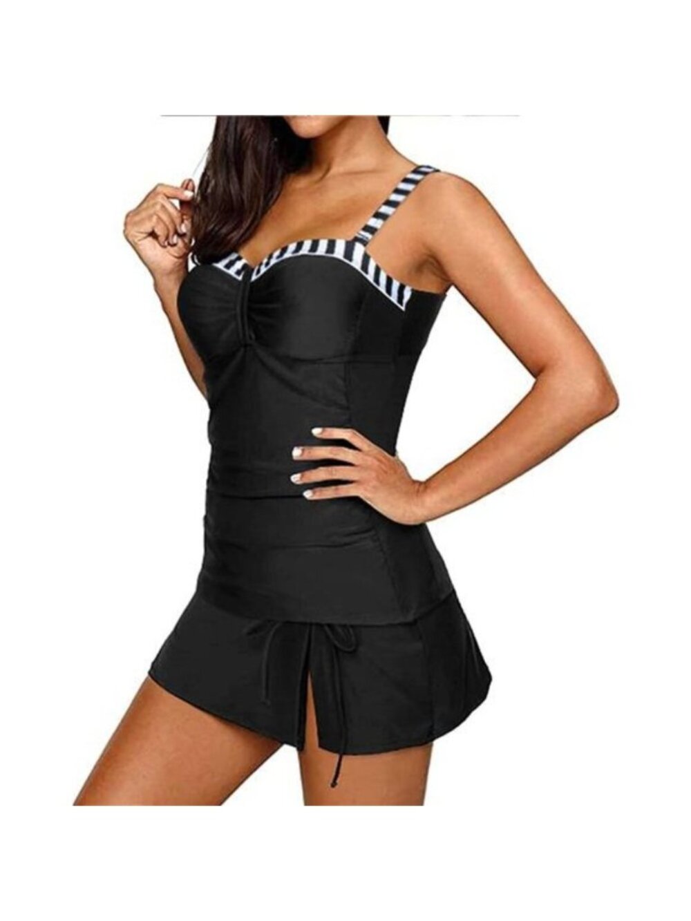 Women's Tankini Swimsuits with Skirt Two Piece Underwire Bathing Suits - Picture 3 of 5